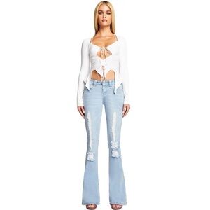I.AM.GIA Alvaro Jeans Wide Leg Distressed Stretch Denim Womens Size Medium 29